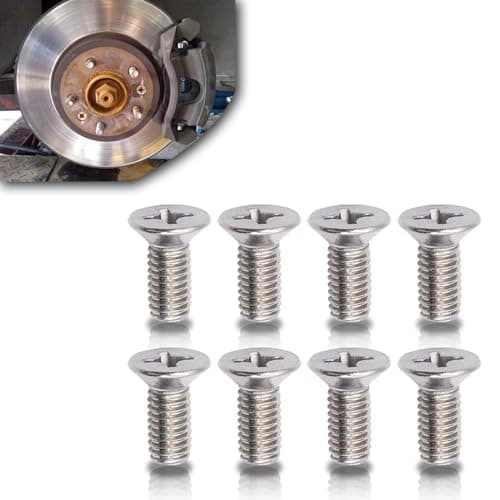 Image of 8 PCS Braking Disc Rotor Screws Kit, Stainless Front Rear Braking Set Bolts, Suitable for Honda Acura Hyundai and Kia Models Best Alternative to Mazda (Silver)