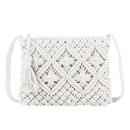 Image of SUKUTU Women’s Handwoven Crossbody Purse Summer Beach Straw Messenger Bag Woven Cotton Handmade Shoulder Handbag
