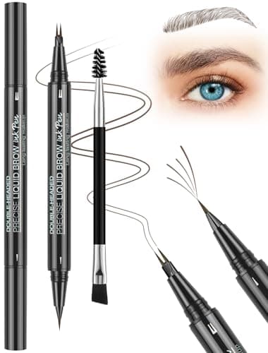 Image of Eyebrow Pencil, Waterproof Eyebrow Pencils for Women Brown Hair Like Natural Liquid Brow Contouring Pen, 2-in-1 Dual-Ended Eye Brow Filler Pen with Precise Micro-Fork-Tip, Medium Brown