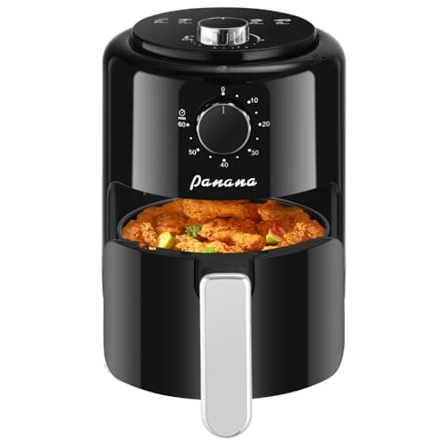 Image of Panana Compact 2L Air Fryer,6 Preset Menus, Adjustable Timer, 0-200°C Temperature Control, Non-Stick Basket, 800W Oven Low Fat Oil Free Healthy Frying Cooker (Black, 2L)
