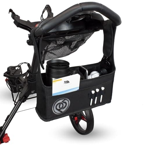 Image of Universal Golf Push Trolley Organiser Pouch, Easy Access Holder for Accessories, Rangefinder, Drink and More. Compatible with Motocaddy, Powakaddy, Clicgear, Cube, Masters, Big Max & Many More