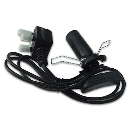 Image of UK Salt Lamp Replacement Electrical Lamp Light Fittings 2 Metal Clip - Spare Cable UK 3Pin Plug+Bulb