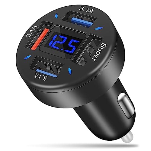 Image of AXFEE 4 Port USB Car Charger, 66W Multi Car Cigarette Lighter Phone Charger with Quick Charge 3.0, Compatible with iPhones, iPads, Power Banks, iOS and Android