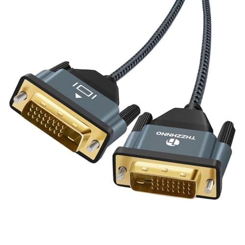 Image of Thzzhnno DVI to DVI Cable 2M, Gold-Plated & Braided Male DVI-D 24+1 to DVI Cable Support High Resolution 2560x1600 1080P for Gaming, DVD, Laptop, PC, Display