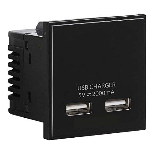 Image of Knightsbridge NETUSBBK Dual USB Charger Module, Black, 2 A, 50 mm x 50 mm