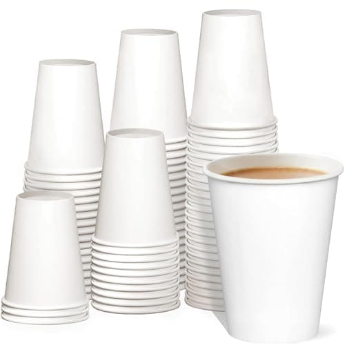 Image of GUSTO [12 oz. - 350 ml - 100 Count] Eco-Friendly Disposable White Paper Coffee Cups, Insulated Hot Beverage Cups, Leak-Proof for Coffee, Tea, & Drinks