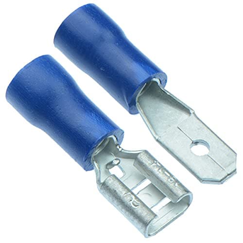 Image of 50 x PAIRS Blue 4.8mm Male + Female Insulated Crimp Spade Connector 14-16 AWG Wire Cable Electrical