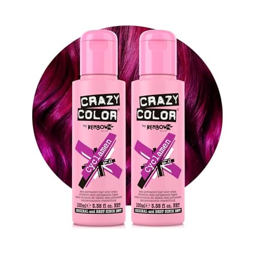 Image of Crazy Color Vibrant Cyclamen Semi-Permanent Duo Hair Dye. Highly Pigmented Cerise Conditioning & Oil Nourishing Vegan Formula | No Bleach or Ammonia | 200ml