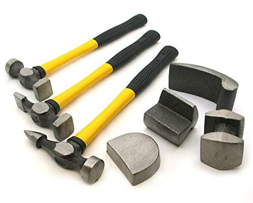 Image of Unibos 7pc Car Dent Removal Body Repair Panel Beating Fibreglass Hammers Tool Kit