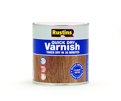 Image of Rustins Quick Dry Varnish Clear Satin 1l-Fast-Drying Water-Based Wood Varnish; Durable Non-Yellowing Finish in Gloss, Satin or Matt for Indoor Use