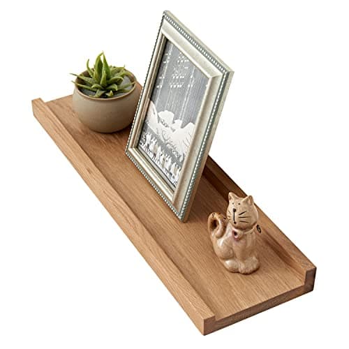 Image of OAKERLAND Wooden Floating Shelves for Wall, 20inch Oak Picture Ledge Shelf Wall Mounted Oak Display Shelf for Home,Office,Bedroom,Living Room,Bathroom,Kitchen