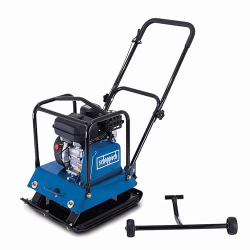 Image of Scheppach HP1800S Wacker Plate Compactor | 55 x 44cm Plate | 4.1kW Petrol | 23,000N Force | 30cm Depth | Inc. Wheels & Rubber Mat