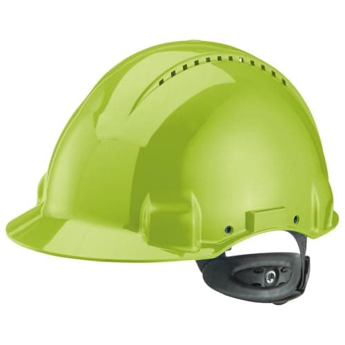 Image of 3M Peltor G3000 / G30NUV Safety Helmet with 3M Uvicator Sensor - ABS Plastic with Sweatband and Ratchet System Vented Neon Green