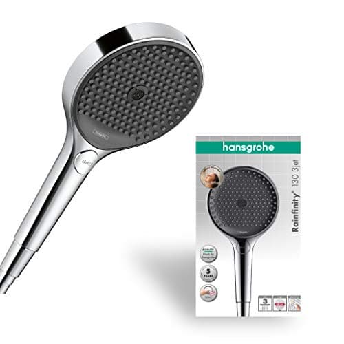 Image of hansgrohe Rainfinity - shower head, hand shower round (⌀ 130 mm) with 3 sprays, with anti-limescale function, chrome, 26864000 - Packaging May Vary