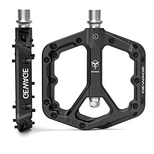Image of GEWAGE Mountain Bike Pedals, Non-Slip MTB Nylon Fiber Pedals, 9/16" Bicycle Pedals, Lightweight and Wide Flat Platform Pedals (Black)