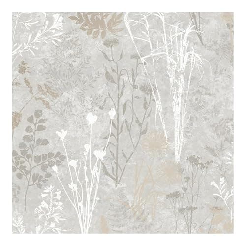 Image of Superfresco Easy Champagne Metallic Organics Floral Wallpaper | Paste The Wall | Beige Floral | Eco-Friendly