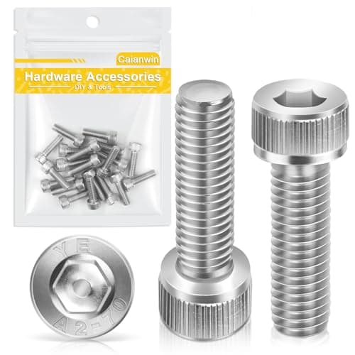 Image of Caianwin M5 Screws 20 Pcs, DIN 912 Stainless（A2 V2A）M5 X 16 Allen Socket Head Cap Screws/Bolt, Fully Threaded Hex Head Bolts for m5 Washer & Nuts