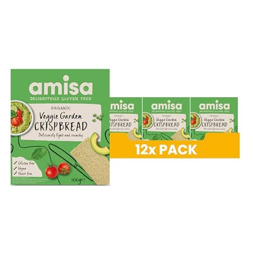 Image of Amisa Organic Veggie Garden Crispbread, 100g - Gluten Free & Vegan Friendly - The Perfect Healthy Snack