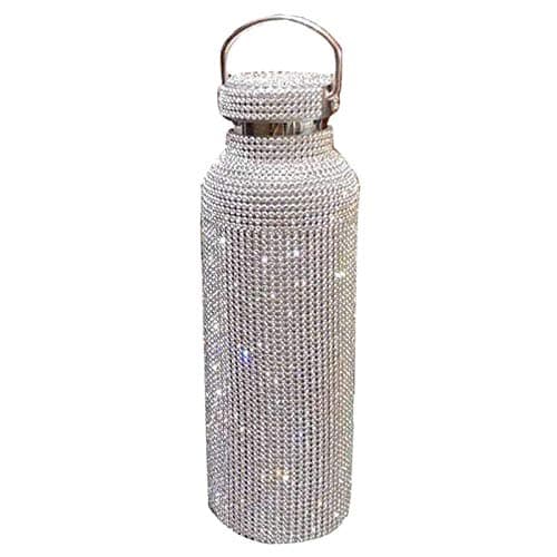 Image of Diamond Water Bottle, Stainless Steel Insulated Thermal Cup Water Bottle,Glitter Water Bottles Refillable Water Bottles for 12 Hours Hot & 12 Hours Cold Drinks for Women Silver (500ml)