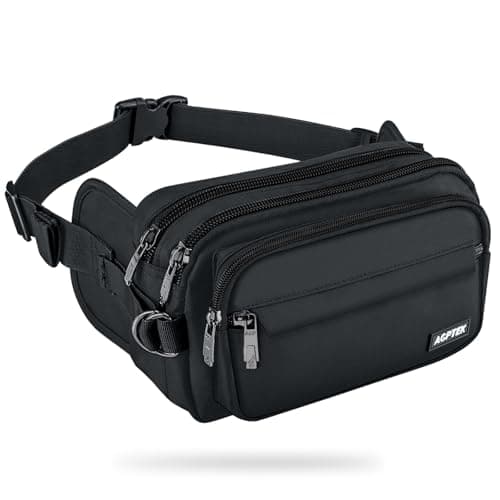 Image of AGPTEK Bum Bag, Large Capacity RFID Waist Fanny Pack for Men Women, Adjustable & Waterproof Bumbag Running Belt for Travel, Running, Shopping, Hiking, Dog Walking, Cycling, Climbing, Black