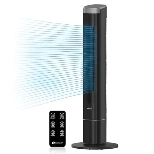 Image of PureMate 43-Inch Tower Fan with Remote Control, Oscillating Bladeless Cooling Fan, 4 Speeds & 4 Wind Modes, 12 Hour Timer, LED Display, Portable Quiet fan for Bedroom Office and Home - Black