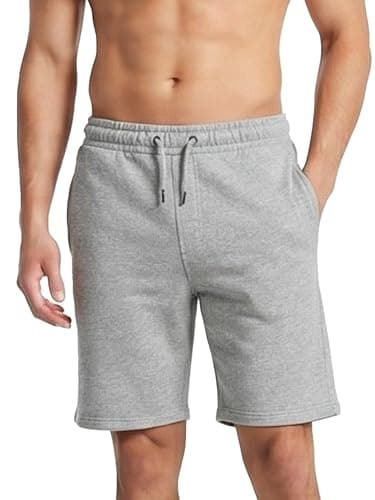 Image of Love My Fashions Men's Shorts tarley Fleece Jogging Sweat Shorts with Pockets Jogger Shorts Men Drawstring Comfy Jersey Shorts for Men UK Grey