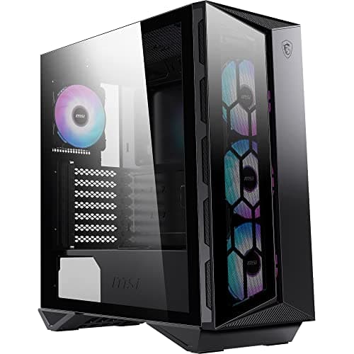 Image of MSI MPG GUNGNIR 110R Mid-Tower PC Case - Tempered Glass, ATX, M-ATX & Mini-ITX Capacity, 4 x 120mm ARGB fans with Hub Controller, Magnetic Dust Filter, USB 3.2 Gen 2x2 Type-C, Gen 1 Type-A Ports