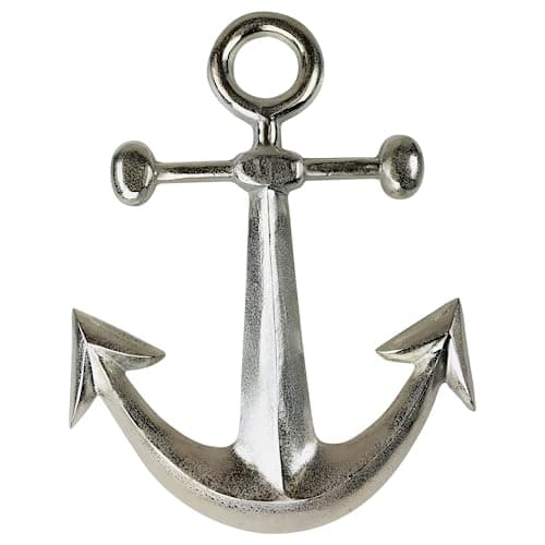 Image of Metal Wall Art Decor Picture - ANCHOR Design (52cm) Hammered Silver Finish