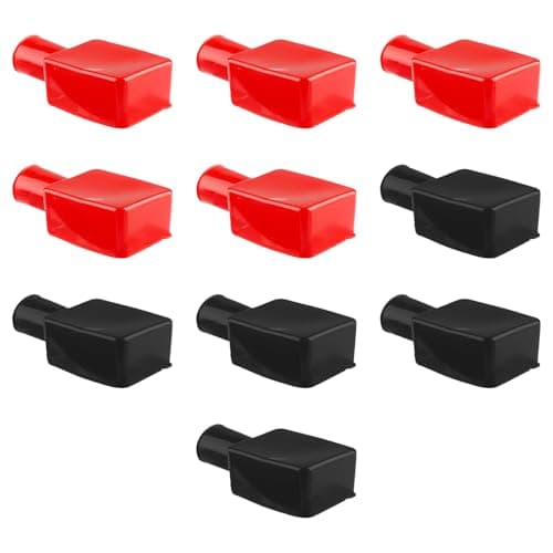 Image of Tabanzhe 10PCS Battery Terminal Covers – Soft Rubber Positive Negative Insulating Protector Caps, Top Post Connector Stud Protectors for Car, Motorcycle, Truck, Boat, Electric Bike