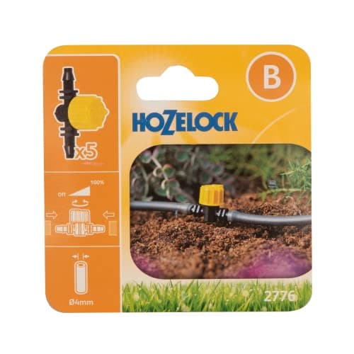 Image of HOZELOCK - Micro Irrigation Flow Control Valves ø 4mm : Control Water Flow, Ideal for Isolating an Irrigation Area, UV-resistant [2776 0005], Black
