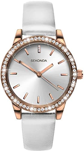 Image of Sekonda Editions 40330 Women's Analogue Quartz Watch with Rose Gold Case and White Strap, White, Strap