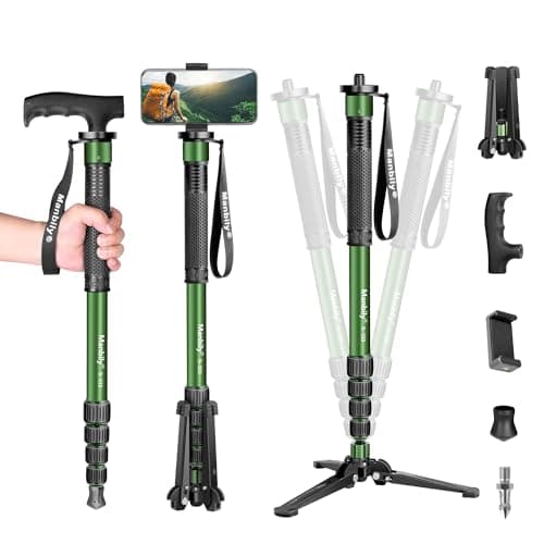 Image of Manbily Monopods for Cameras 71-in with Feet, Walking Stick Stand 180cm Camera Monopod Mount Aluminum Lightweight with Tripod Base 5 Sections Max 22lbs For Travel DSLR Canon Nikon Sony Video Camcorder