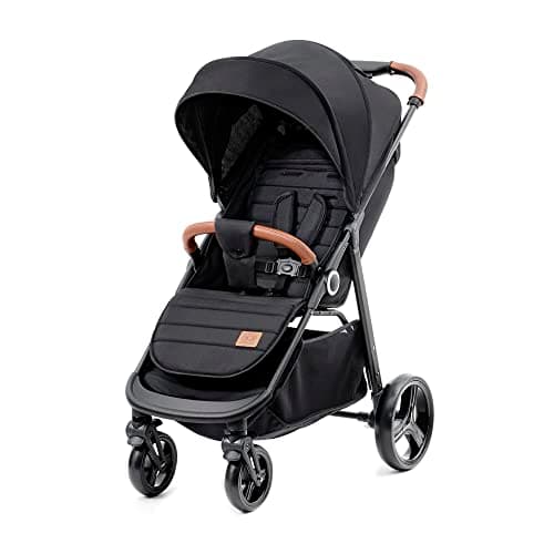 Image of Kinderkraft Grande Plus Stroller from Birth up to 22 kg, Large Shock-Absorbing Wheels, Lie-Flat Position, one-Hand Folding, Large Canopy, Lightweight and Easy to Maneuver, Black