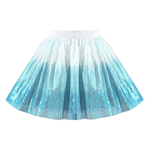 Image of Sunny Fashion Girls Skirt Blue Gradient Elastic Sequin Tutu Ballet Age 7-8 Years