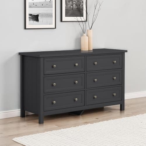 Image of Julian Bowen Maine 6 Drawer Wide Chest - Anthracite Chests