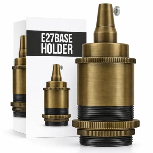 Image of LEDSone Antique Brass Batten Bulb Holder Socket 105mm H 40mm D Pendant,Ceiling,Wall,Table Lamp Holders Adapter Edison Screw Traditional Home Light Fitting UK(Green Brass/E27)