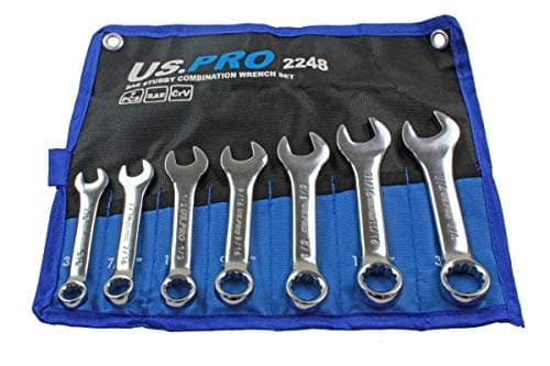 Image of US PRO Tools 7pc SAE AF Stubby Combination Spanner Wrench Set 3/8 to 3/4-2248