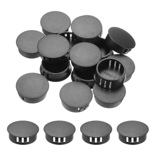 Image of Sourcing Map 32PCS 28mm/1.1" Black Plastic Flush Type Panel Hole Plugs Insert End Caps for Locking Tubes Furniture Cabinet