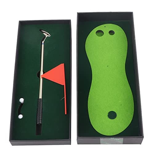 Image of Adfaga Mini Golf Practice Set Desktop Golf Game with Ballpoint Pen Putter Putting Mat Flag for Office Home Sports Enthusiasts Premium Zinc Alloy Rubber Foam 19cm Pen 24.5cm Box