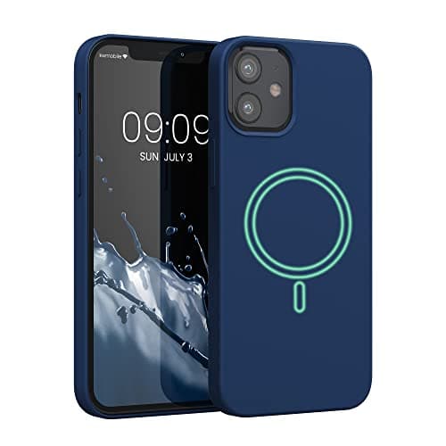 Image of kwmobile TPU Silicone Case Compatible with Apple iPhone 12 mini - Case Magnetic Cover - Compatible with MagSafe - Navy Blue