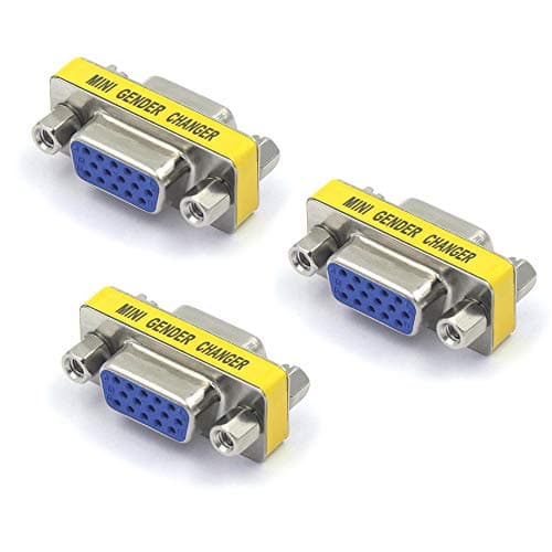 Image of VCE 3 Pack HD15 VGA SVGA Female to Female Mini Gender Changer Coupler Adapter