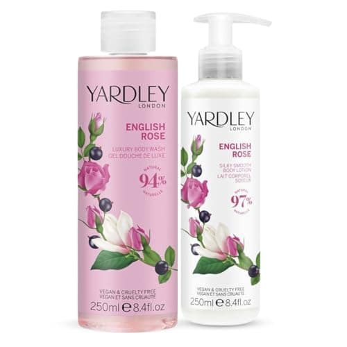 Image of Yardley London Body Wash & Lotion Collection - English Rose Essence for Women, Luxury Feel & Timeless British Scent Self Care, Body Wash & Lotion Set with Elegance & Freshness for Gifting