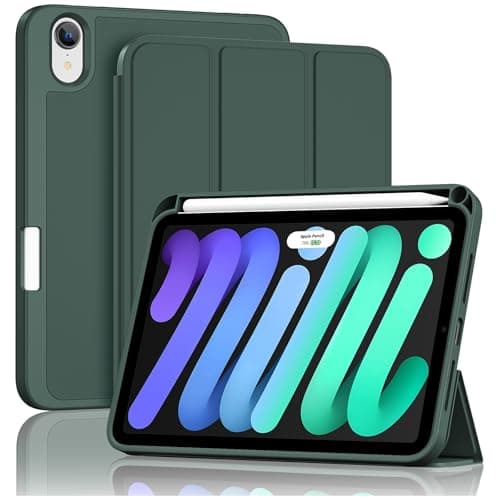 Image of ProCase for iPad Mini 7 A17 Pro 2024/iPad Mini 6 2021 8.3 Inch iPad Mini 7th/6th Gen Case with Pencil Holder, Trifold Stand Smart Folio with Soft TPU Back Cover for iPad Mini 8.3" 7th/6th Gen -Mgreen