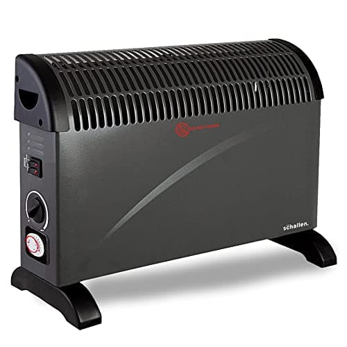 Image of Schallen 2000W Electric Convector Radiator Heater - 3 Heat Settings, Adjustable Thermostat & Overheat Protection (Black with Timer)