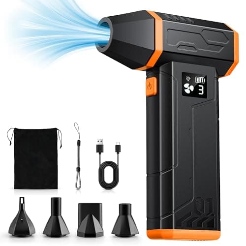 Image of ONEWAY Compressed Air Duster,150000RPM Super Power Compressed Air Cleaner for PC,Rechargeable Cordless Air Blower with LED Light,3 Gear Dust Blower for Computer Keyboard Outdoor House Car