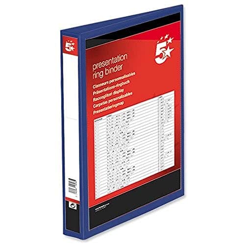 Image of 5 Star Presentation Ring Binder PVC 4 D-Ring 25mm Size A4 Blue [Pack 10]