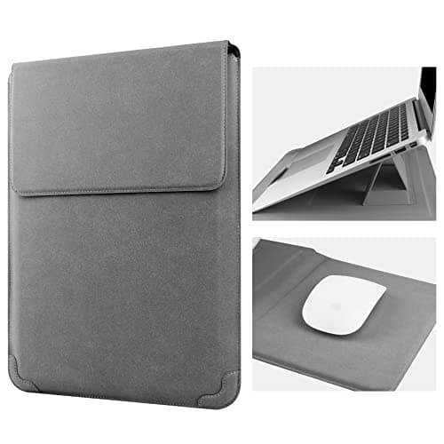 Image of HoYiXi 15 16 Inch Laptop Sleeve Case Leather Bag for MacBook Pro 16 2021 & 2019/ASUS Vivobook 15/HUAWEI MateBook D15/HP 15.6" PC/MacBook Pro 15/Surface Laptop 3/Dell Inspiron 15/Lenovo IdeaPad, Gray