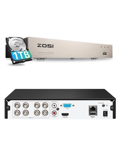 Image of ZOSI 8CH H.265+ 1080P Surveillance DVR Recorder with 1TB Hard Drive Motion Detection Email Alert QR Code Scan Quick Remote Access View Security Camera System, w/1TB HDD 8CH DVR w/1TB HDD