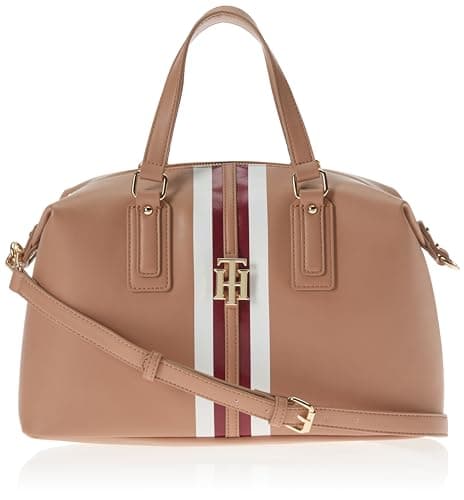 Image of Tommy Hilfiger Women's Jaden Satchel Crossbody Bag, Basket Brown, One Size