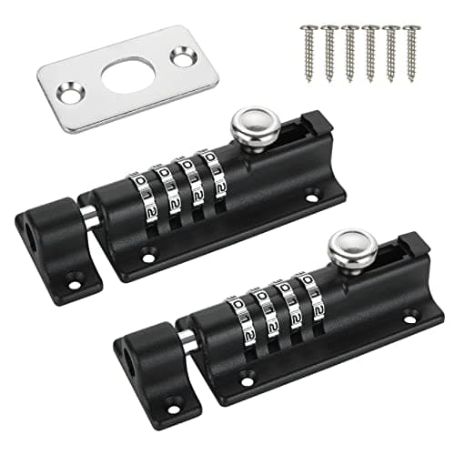 Image of YOUNTHYE 2PCS Combination Locking Bolt, 120mm Zinc Alloy Combination Bolt Lock 4 Digit Combination Gate Locks for Wooden Gates, Sliding Lockable Gate Lock for Shed, Fence, Garage